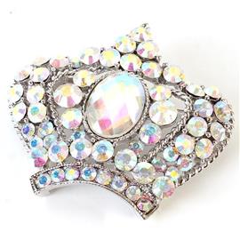 Crystal Crown Brooch