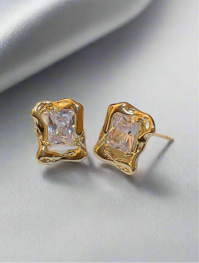 Gold Rhinestone Studs