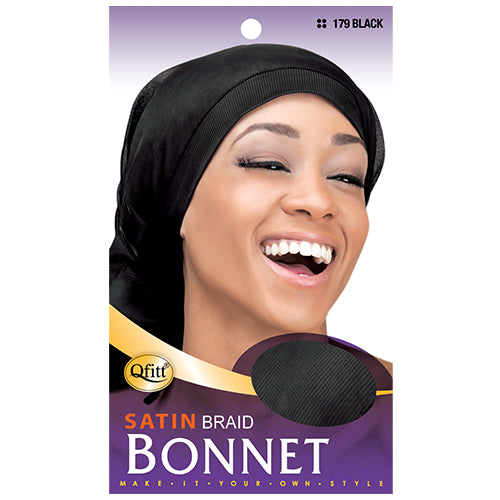 M & M Satin Braid Bonnet Black