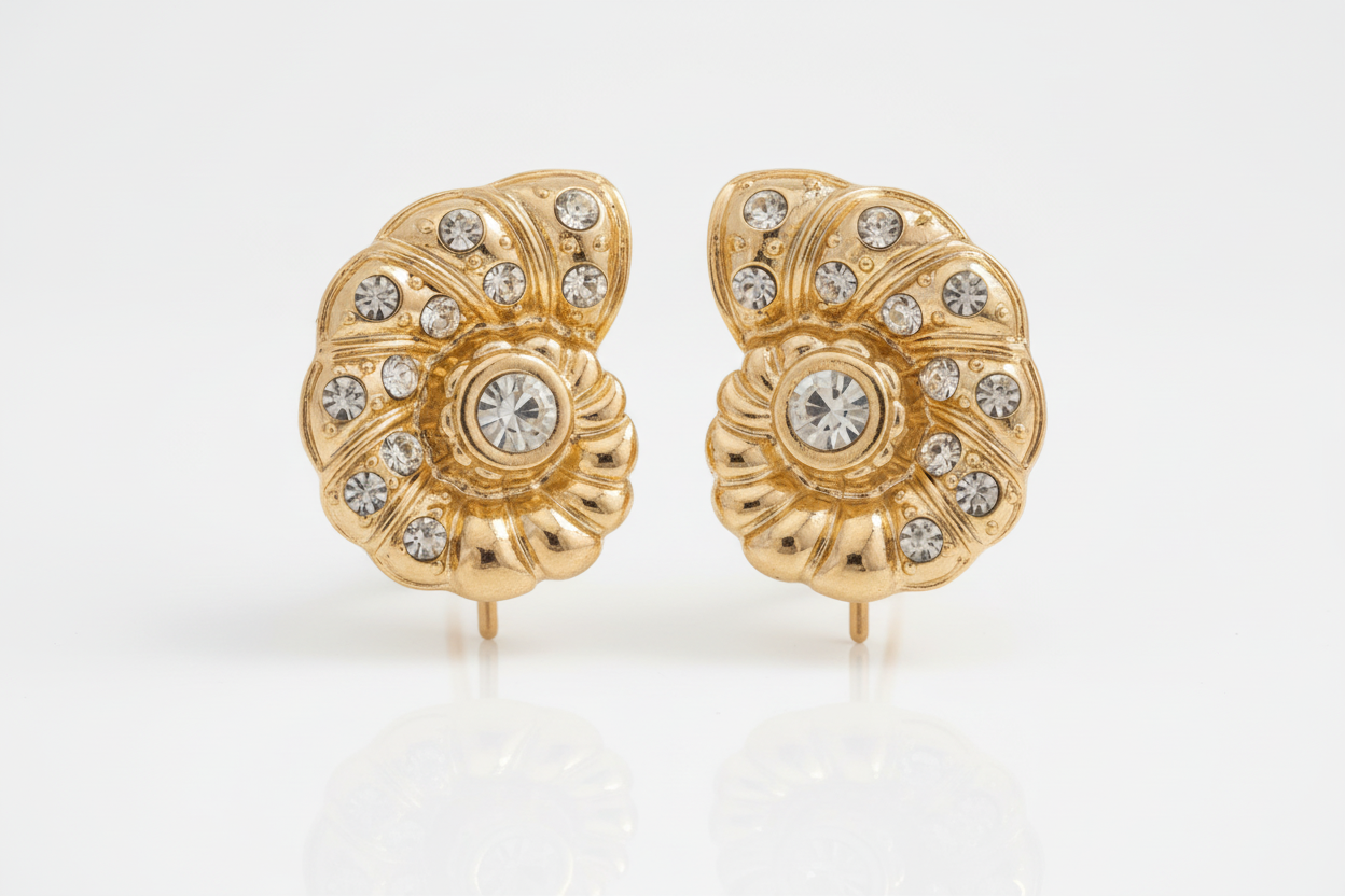 Shell Rhinestone Earrings
