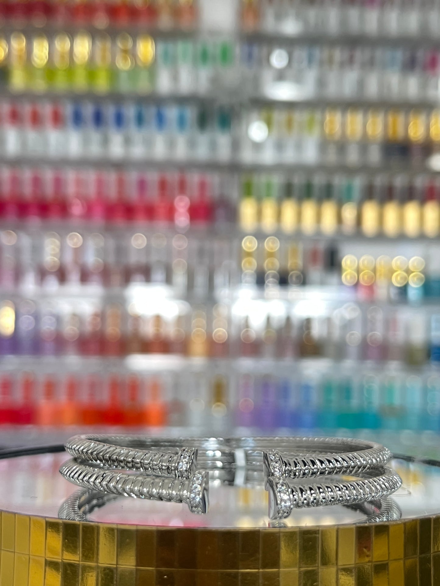 Silver Triangular Bulb Bangle