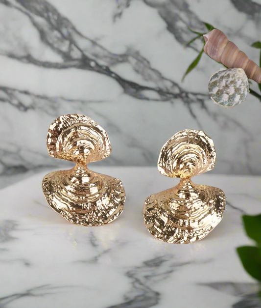 Gold Double Shell Eaarings