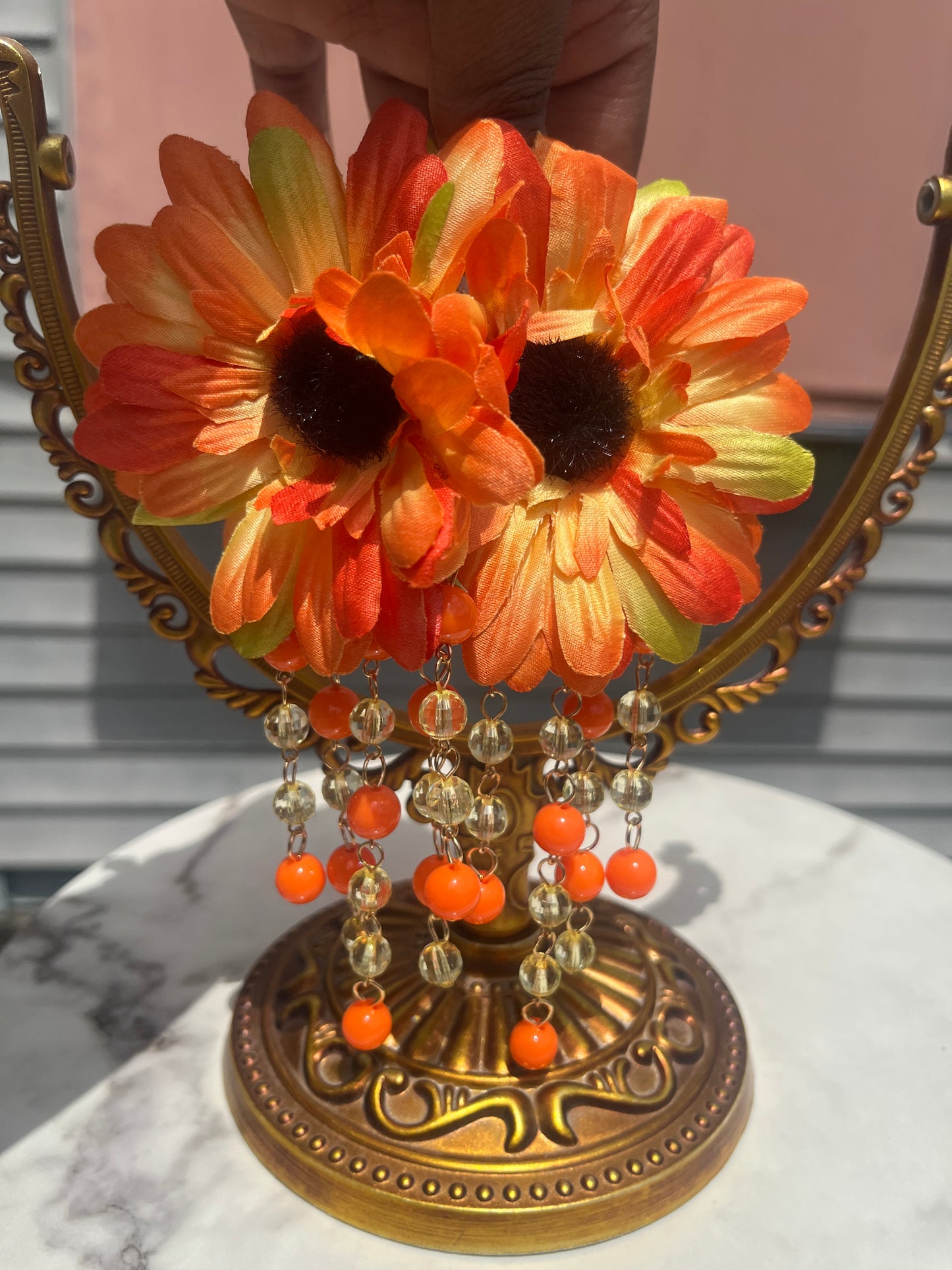 Orange Sunflower Earrings