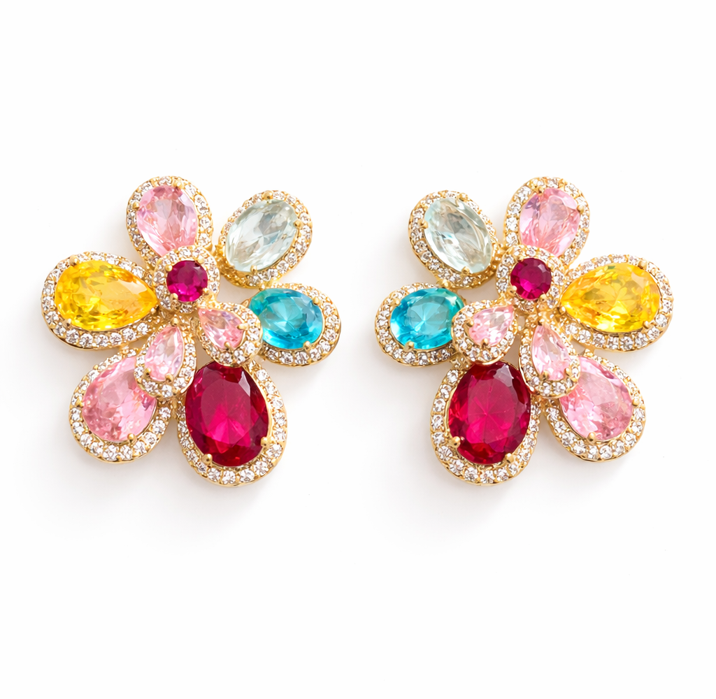Multi-Colored Flower Studs
