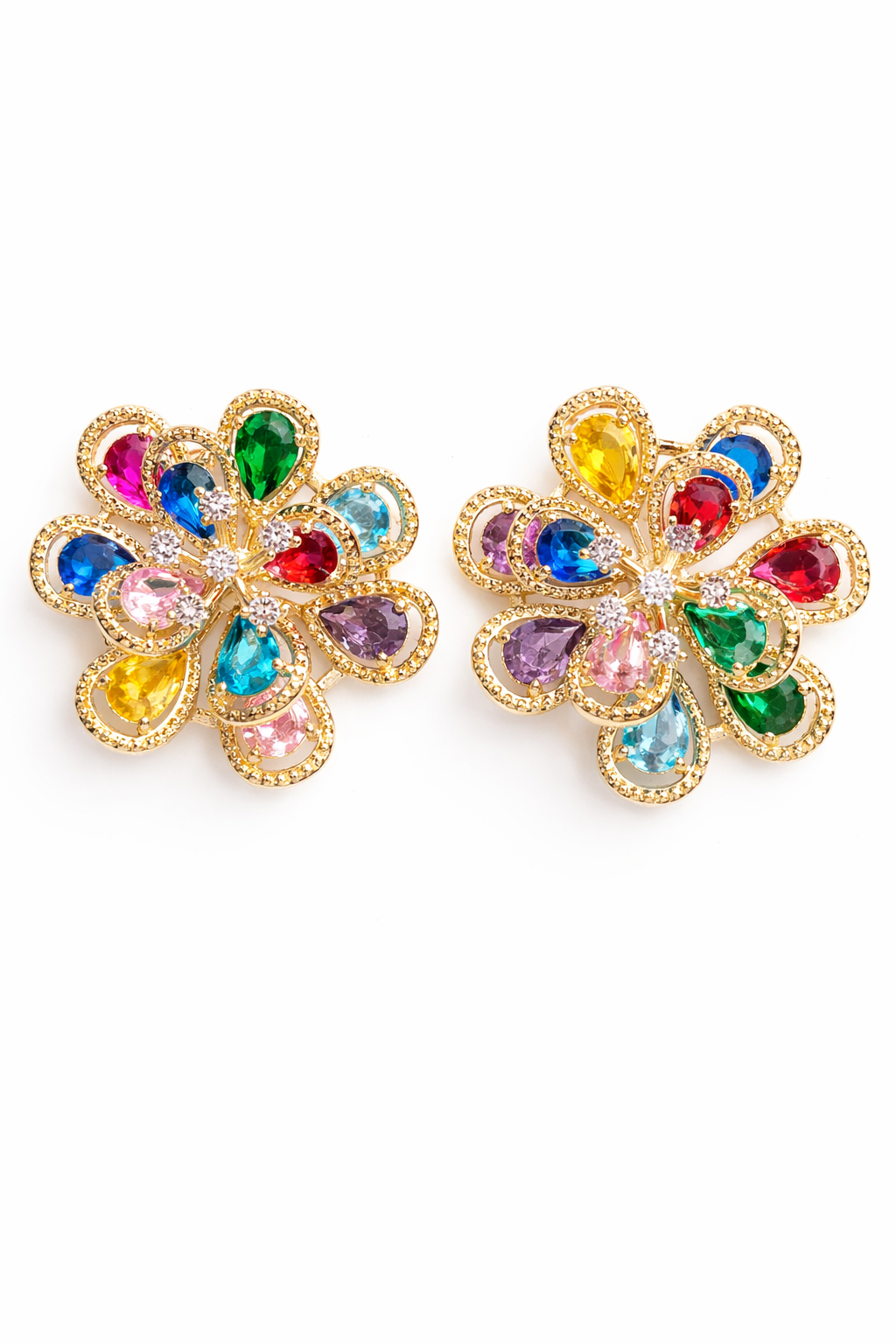 Multi-Colored Burst Flower Studs