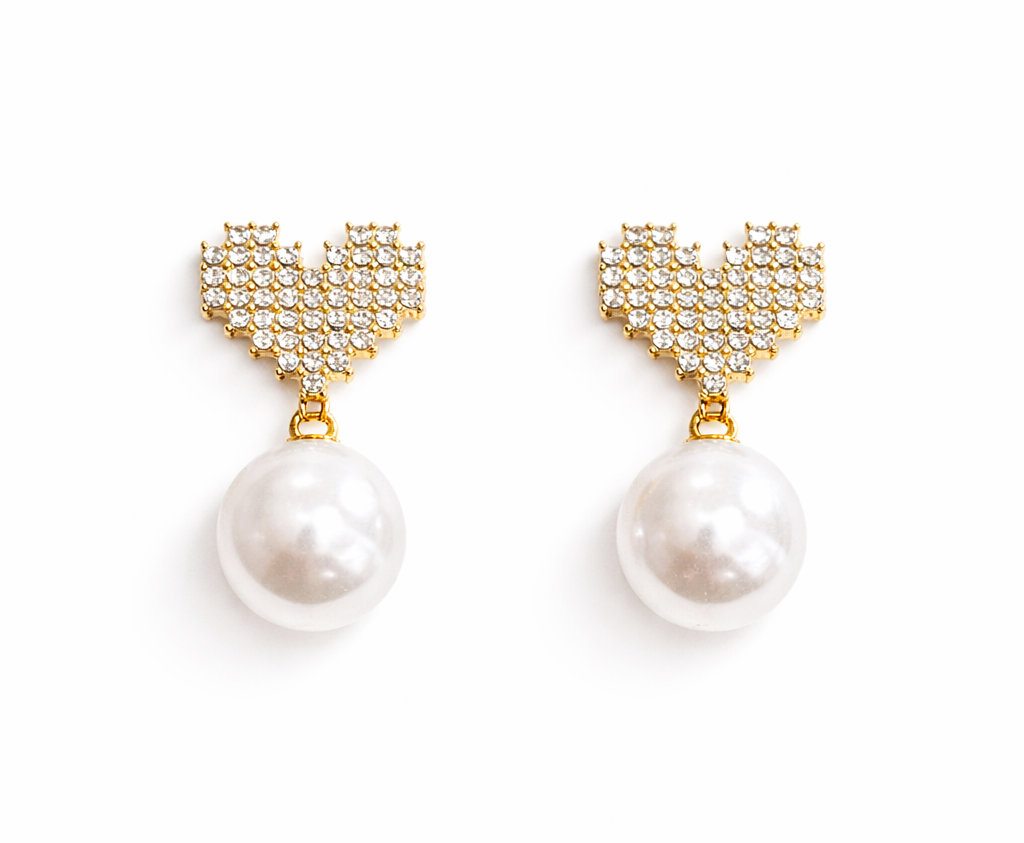 Heart Pearl Studs