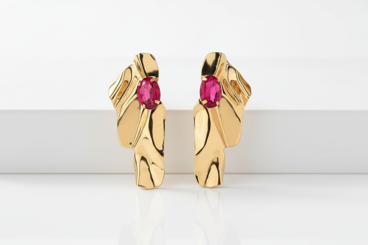 Pink & Gold Earrings