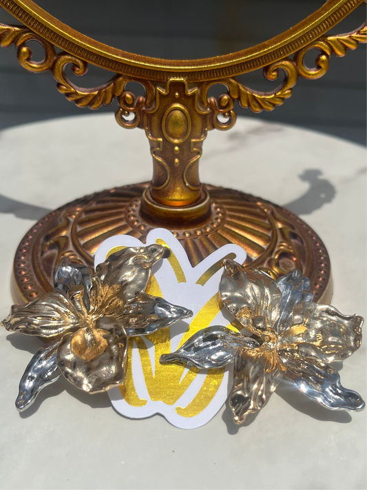 Silver & Gold Flower Earrings