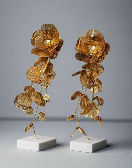 Gold Flower Drop Earrings