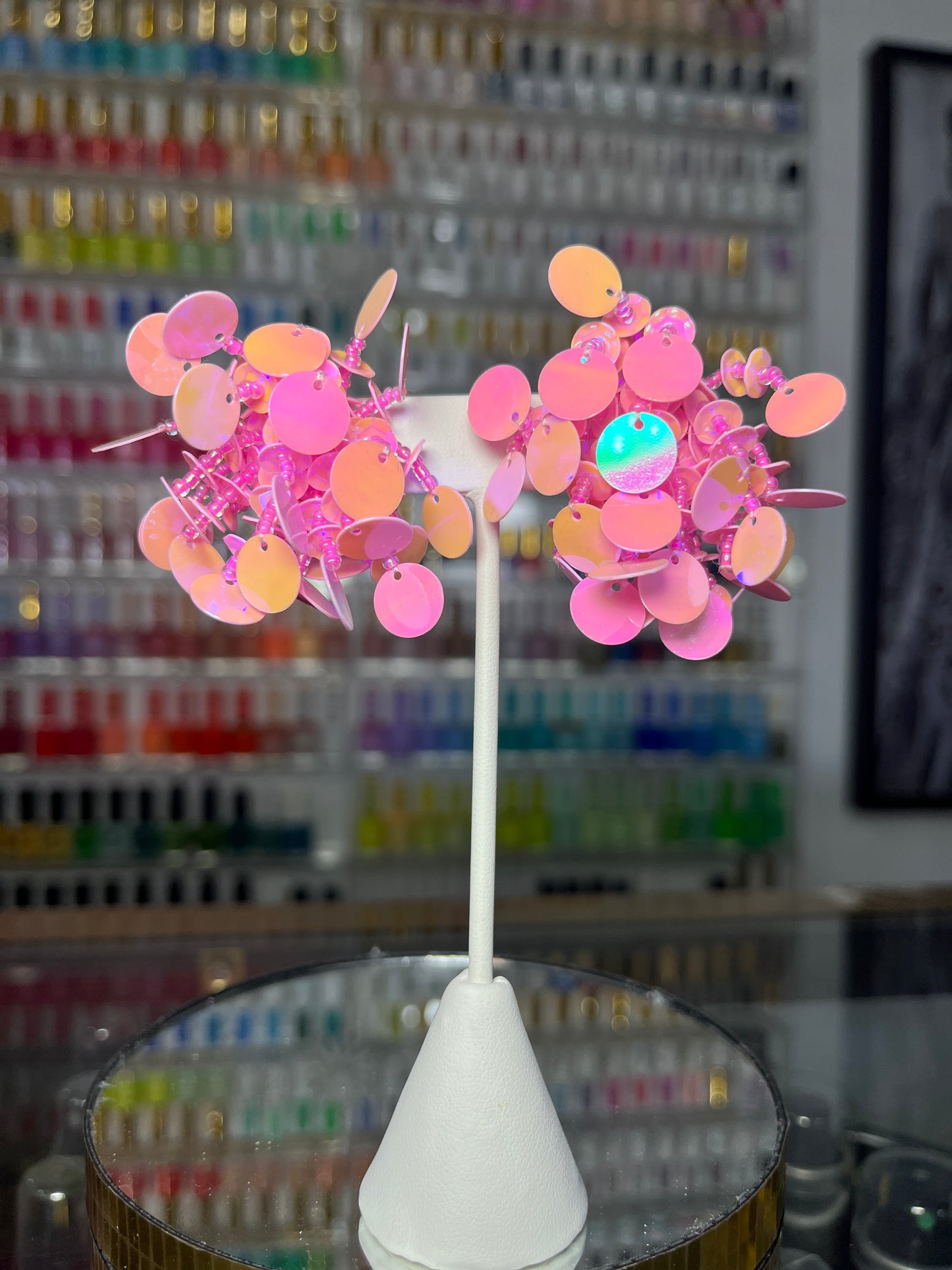 Pink Iridescent Earrings