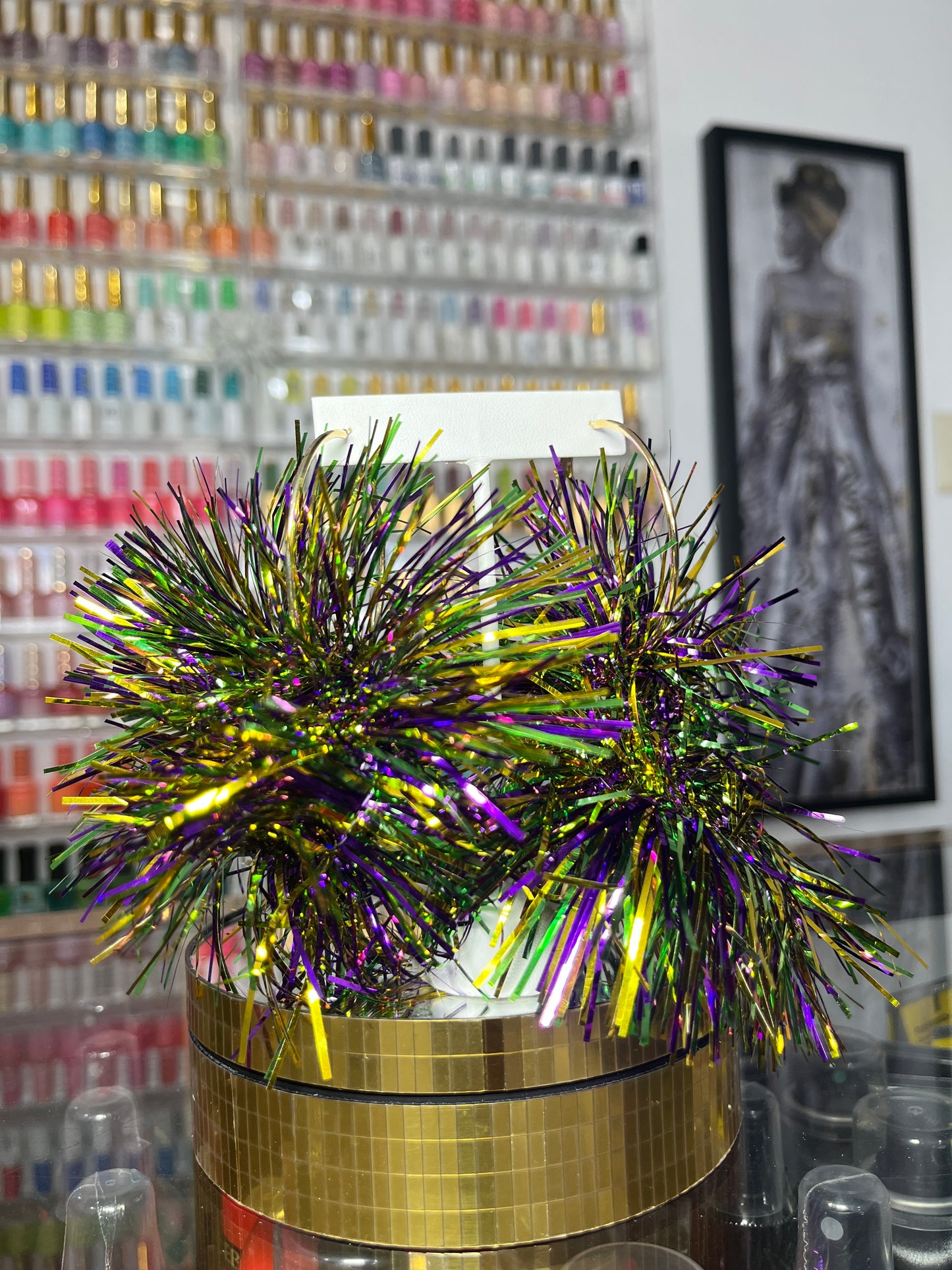 Mardi Gras Pom-Pom Earrings