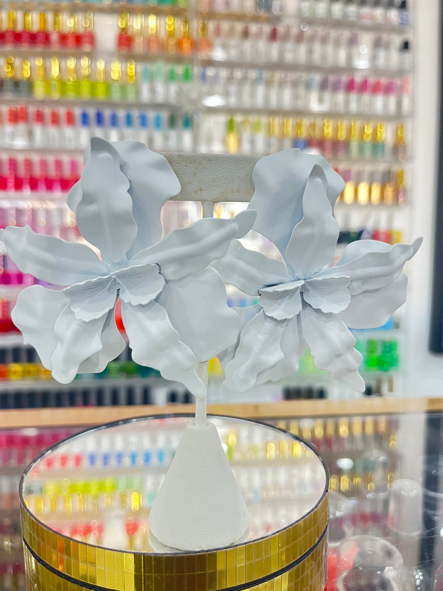 White Abstract Earrings