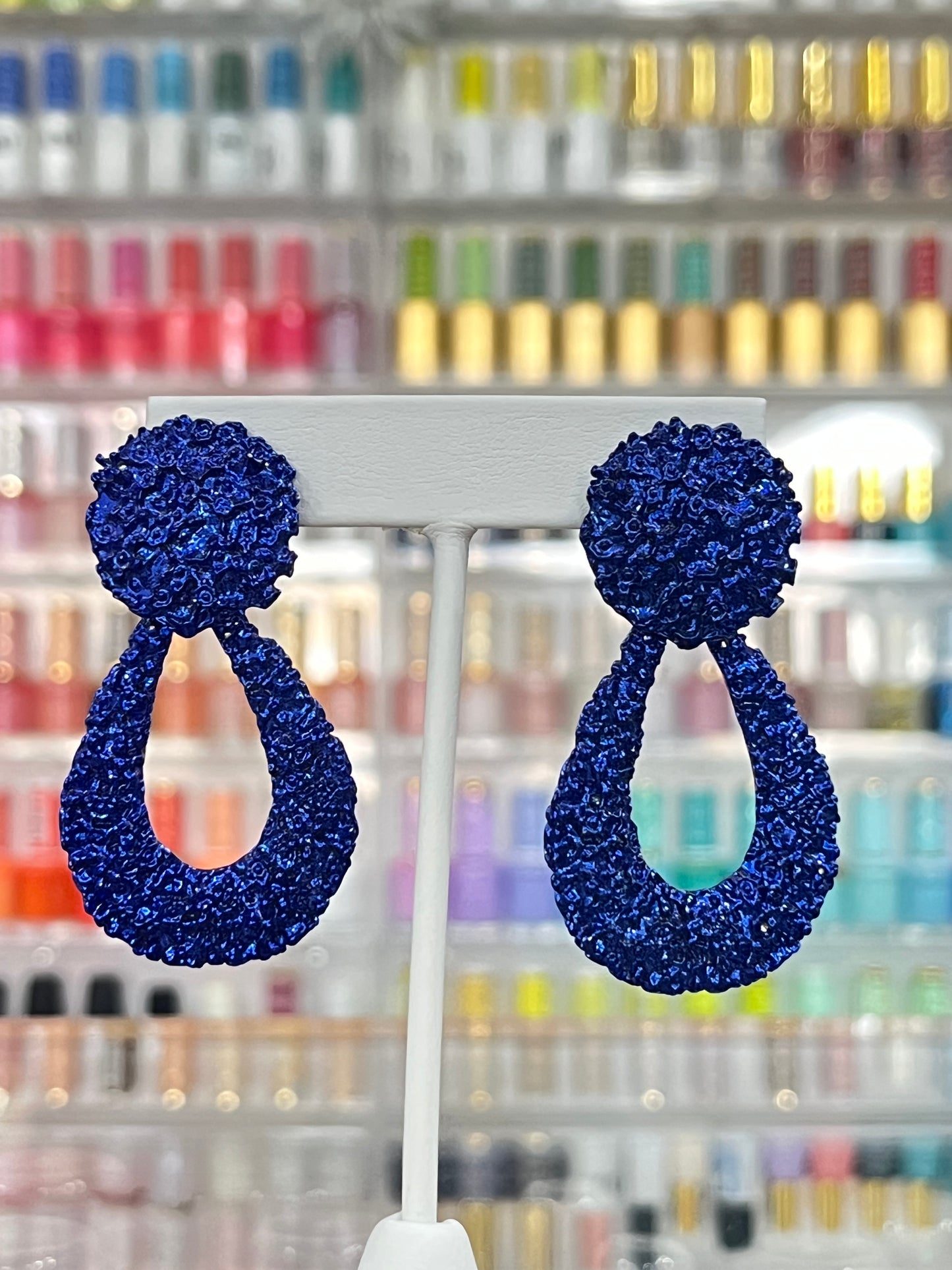 Blue Textured Earrings