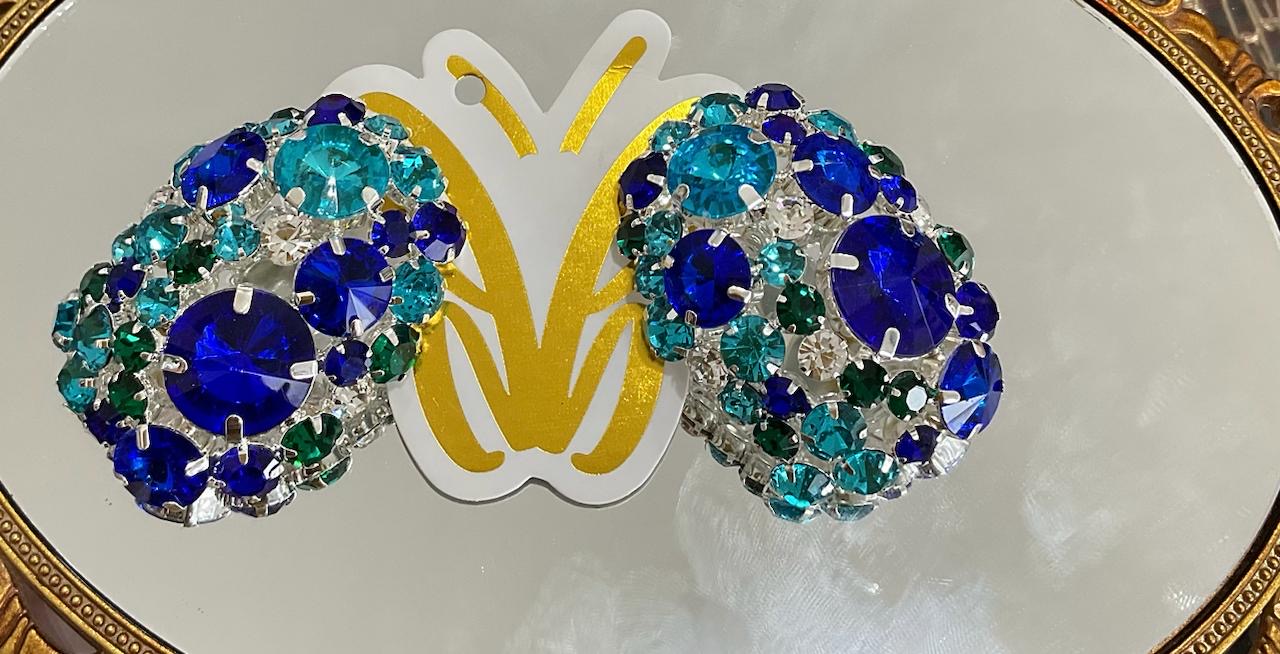 Blue Rhinestone Over-Sized Stud