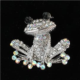 Crystal Frog Brooch