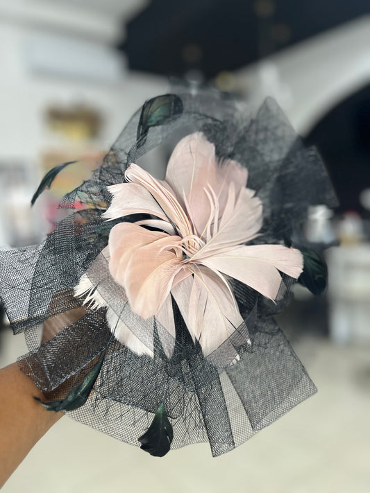 Peach & Black Fascinator