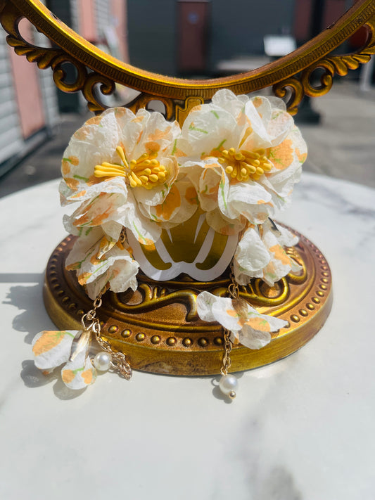 Yellow Flower Drop Earrings
