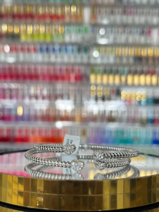 Silver Heart Bulb Bangle