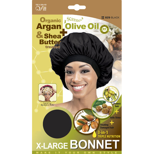 M & M Organic Argan Olive Oil X-Large Bonnet Black