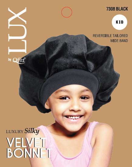 Lux Kid Velvet Tie Bonnet Black