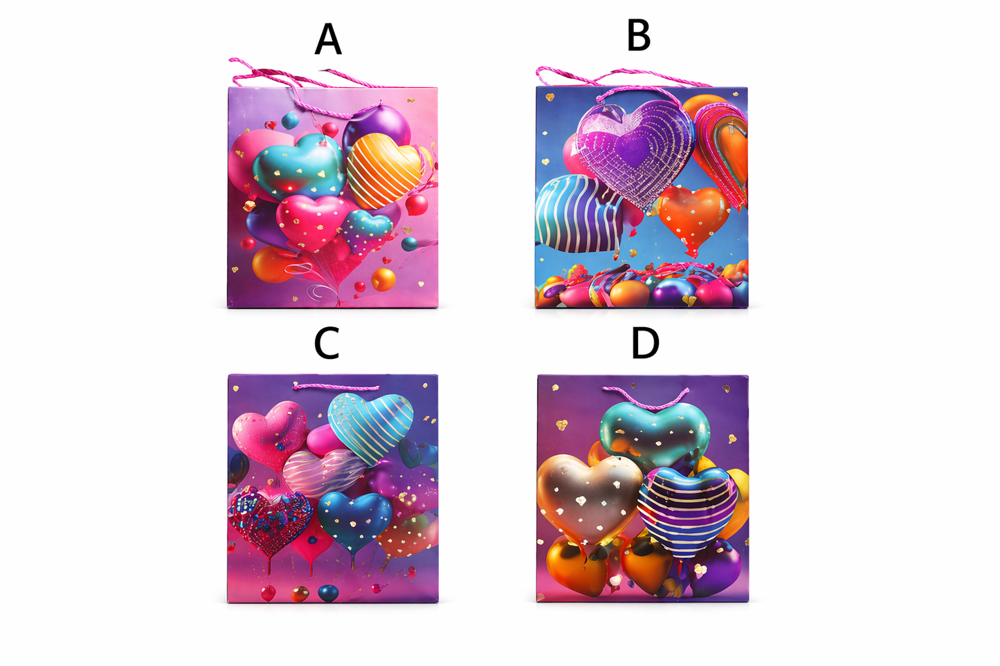 Heart Colorful Balloons Gift Bag