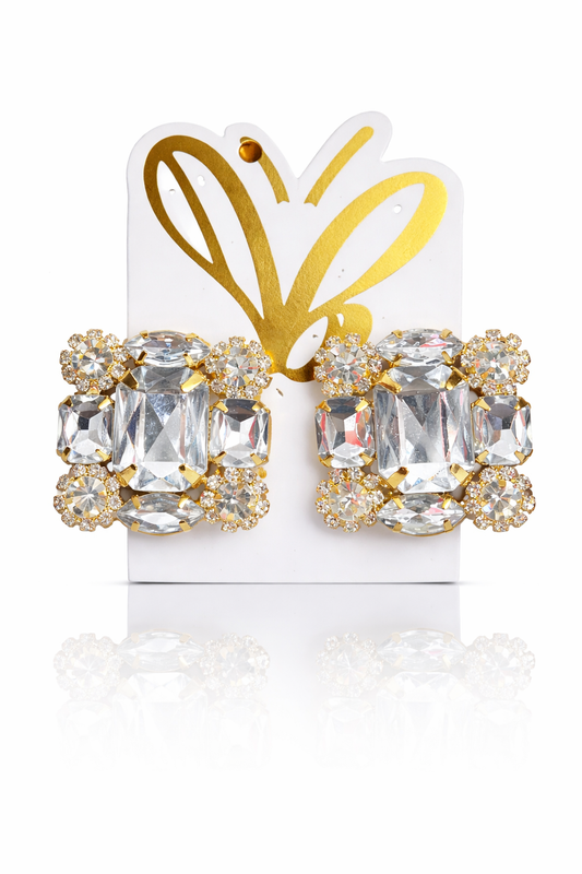 Square Rhinestone Clip-Ons