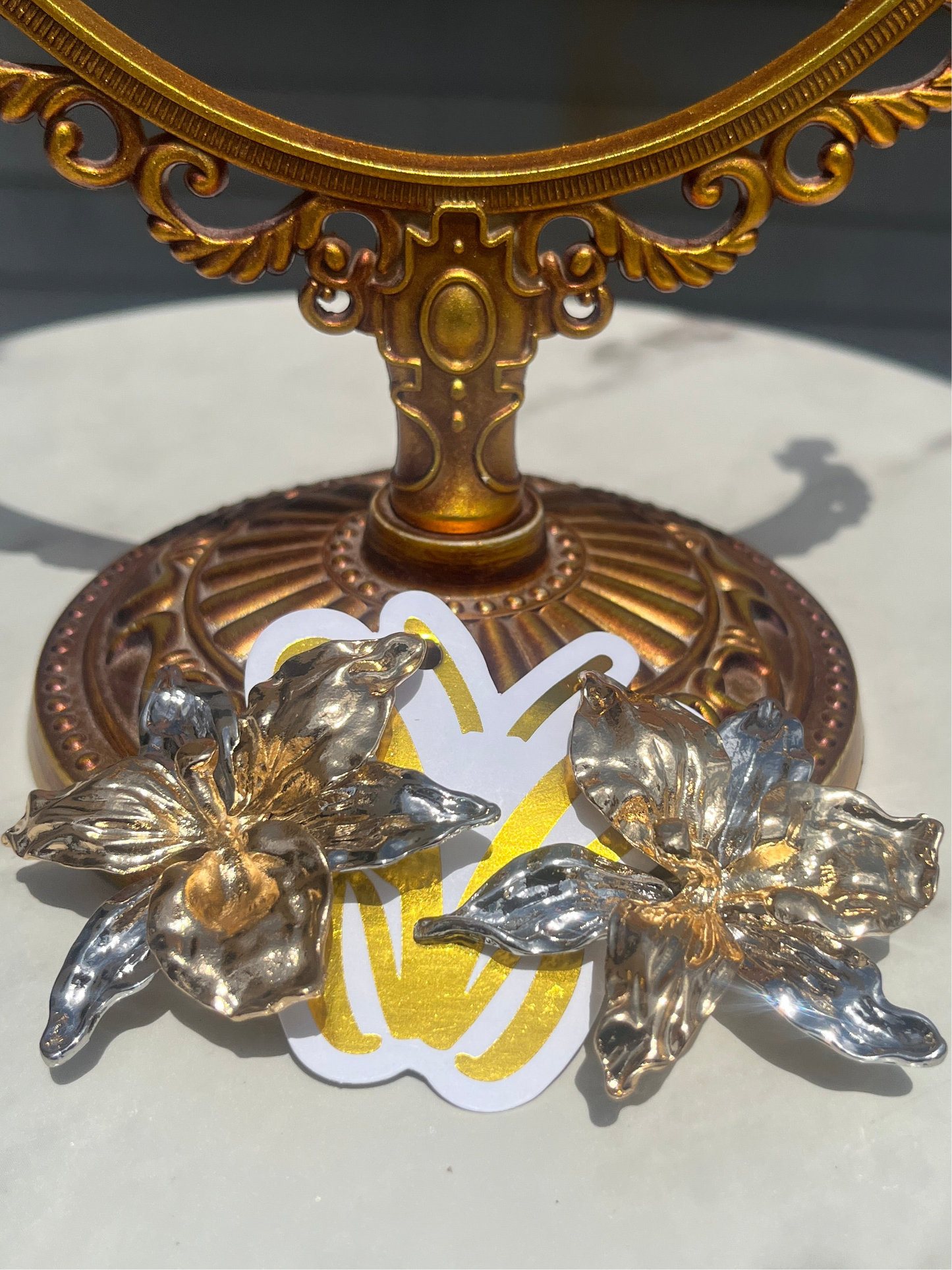 Silver & Gold Flower Earrings