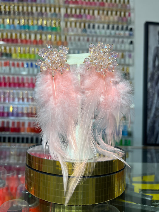 Pink Feather Earrings
