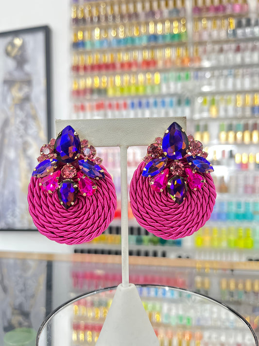Rhinestone Pink Knot Earrings