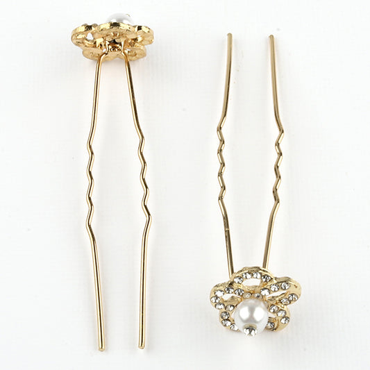 Gold Flower W/Pearl Hair Accessories