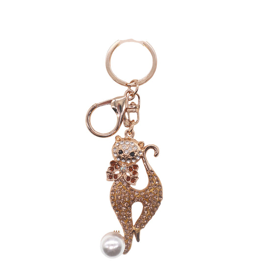 Gold Cat Key Ring