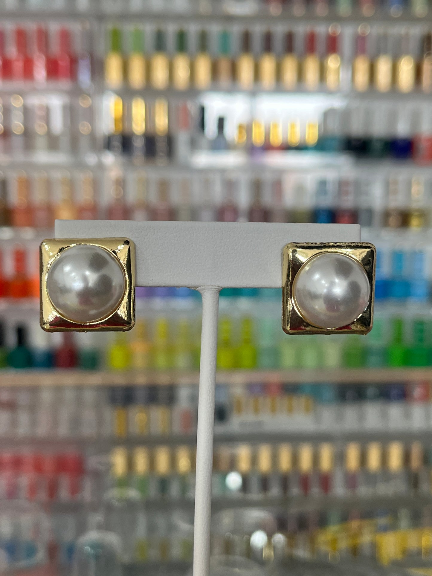 Squared Pearl Studs