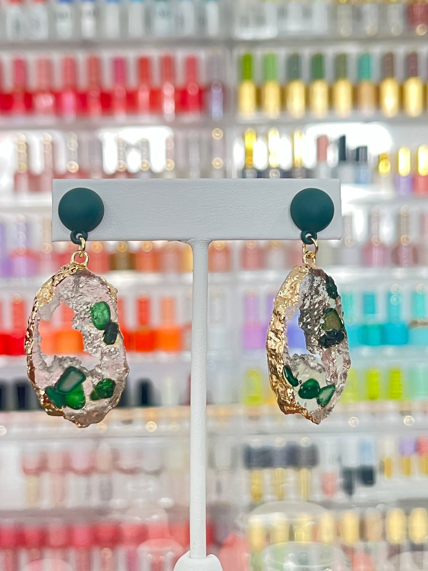 Green Epoxy Earrings