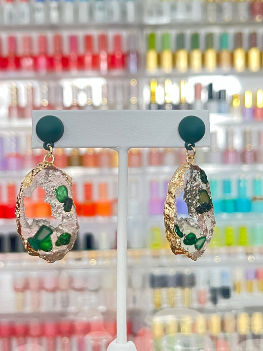 Green Epoxy Earrings