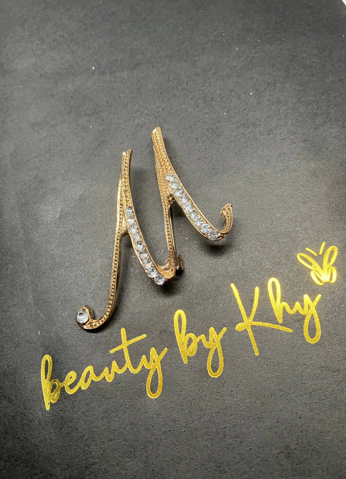 Letter "M" Cursive Brooch