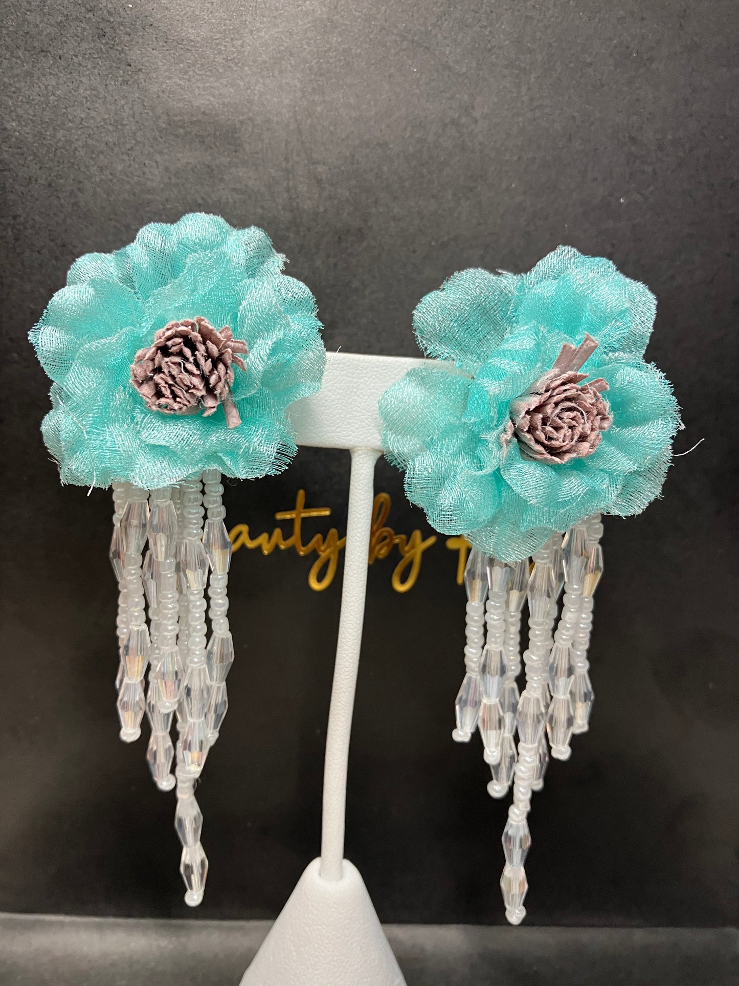 Crystal Tassle Floral Earring