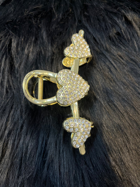 Rhinestone Heart Design Claw Clip