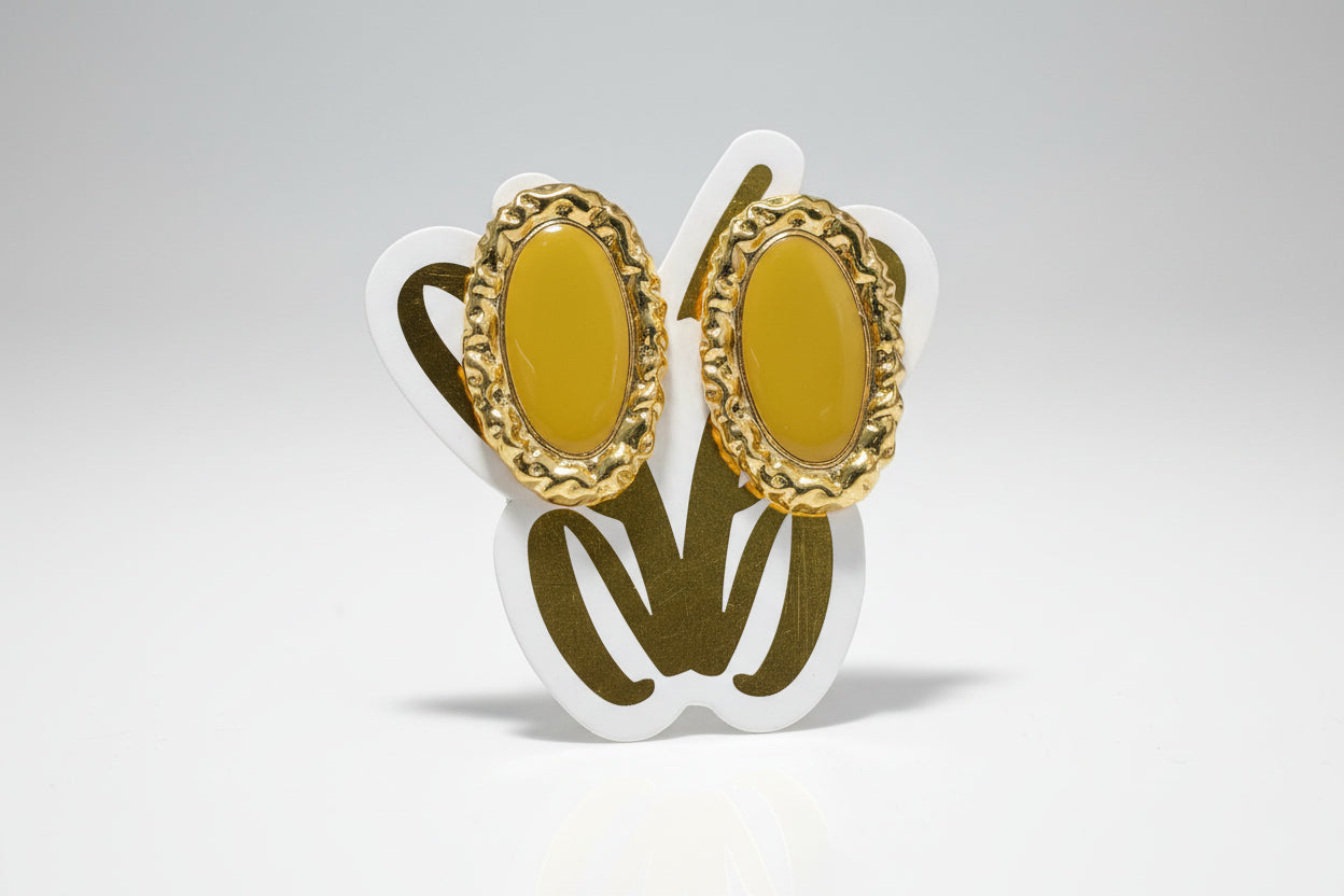 Yellow Oval Earrings