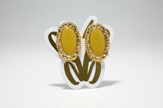 Yellow Oval Earrings