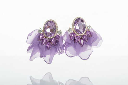 Rhinestone Petal Earrings