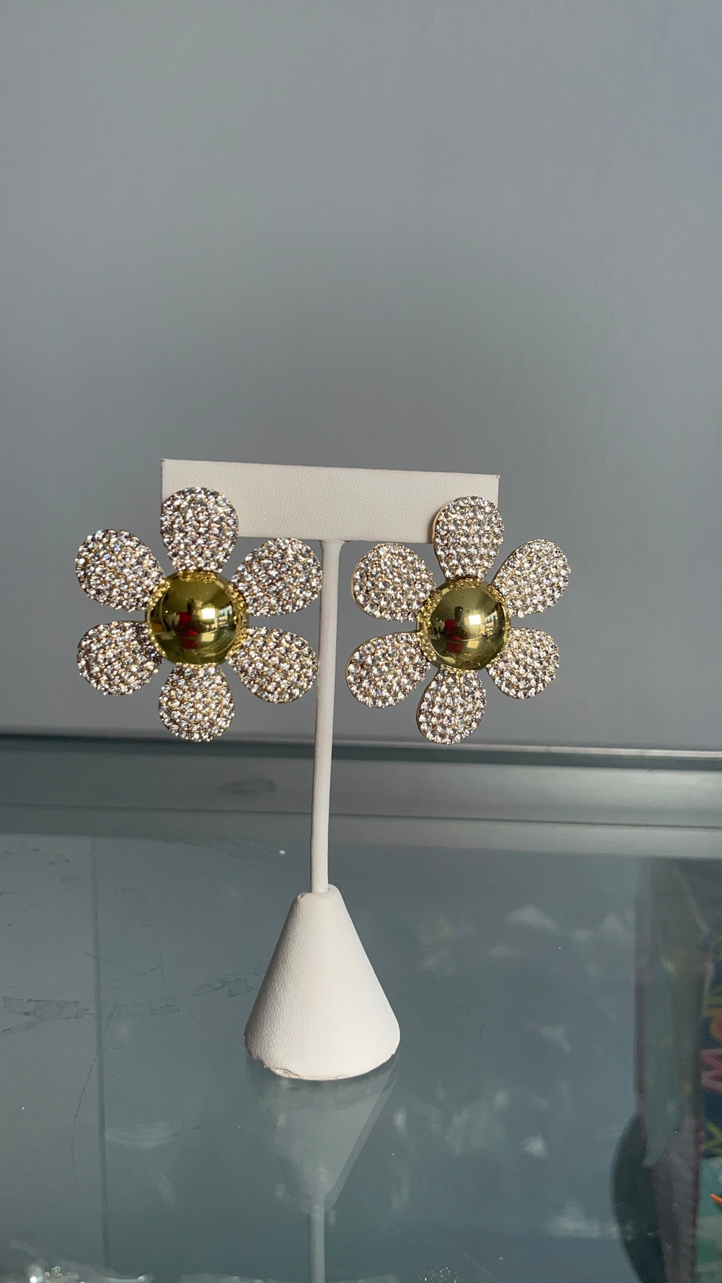 Rhinestone Flower Earrings