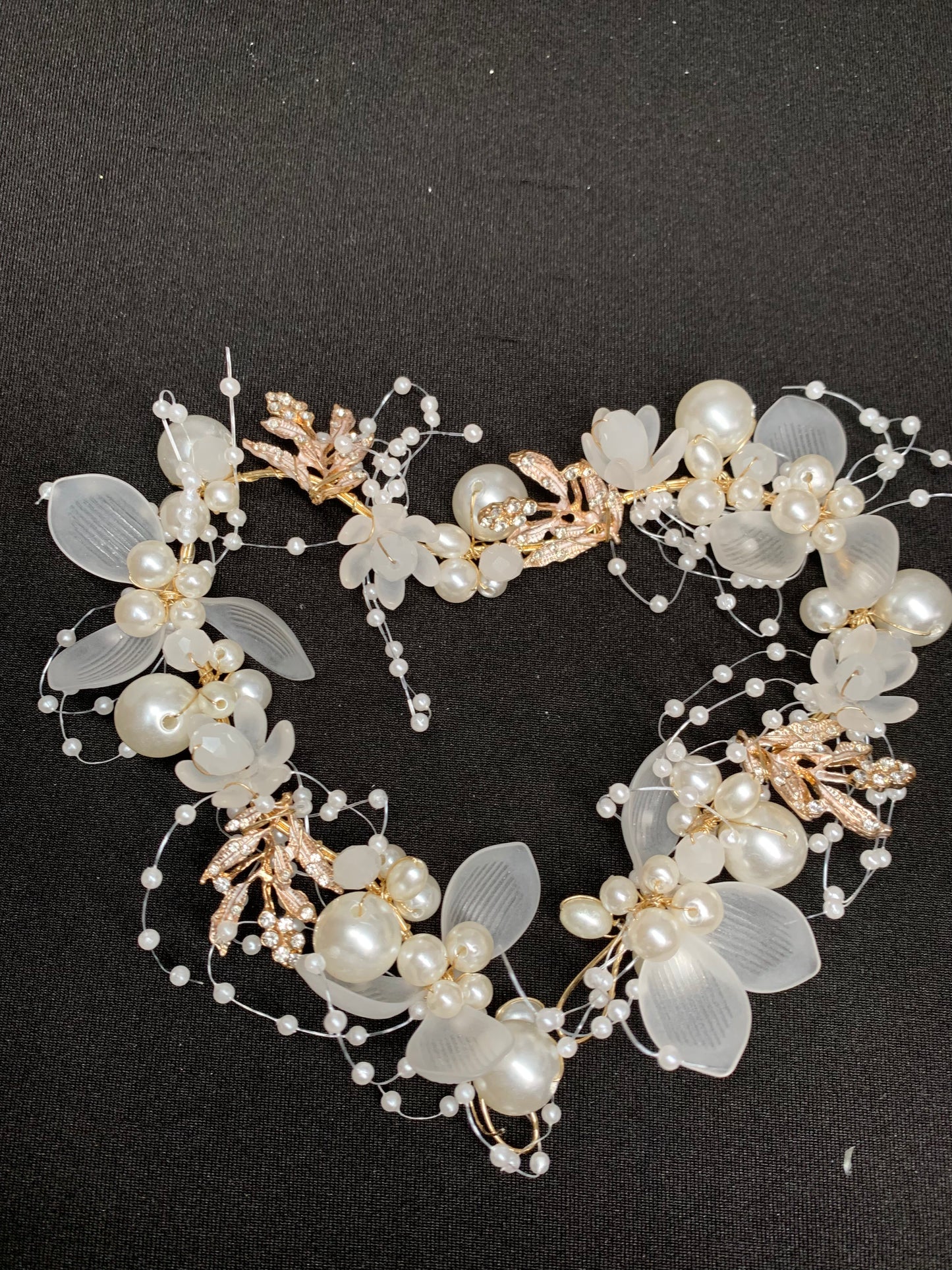 Gold Floral Pearl Hair Piece