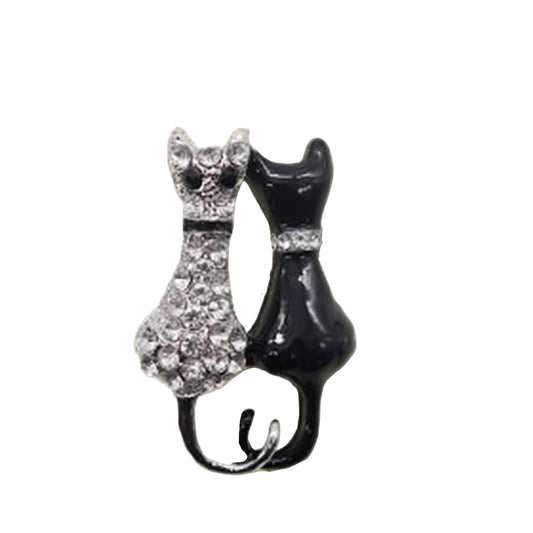 Black & Silver Kitten Brooch